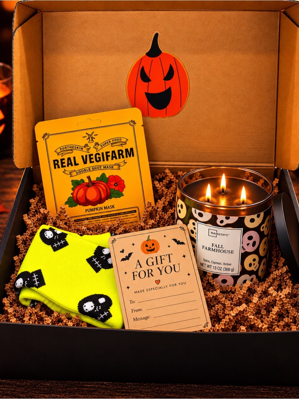 Halloween Gift Box Candle Socks Mask Personalized Card